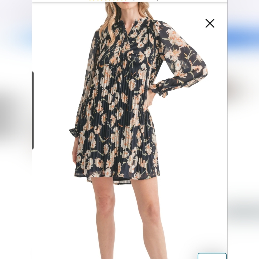 NEW!Mila Mae Floral Pleated Dress